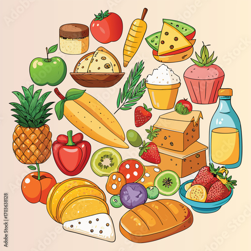 Food vector, Food design, Food concept, Food post, Food cartoon, Food icon, Food template, Food art, Food topics, Food doodle