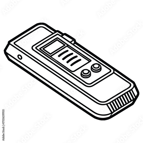 Silhouette of digital voice recorder isolated on a white background