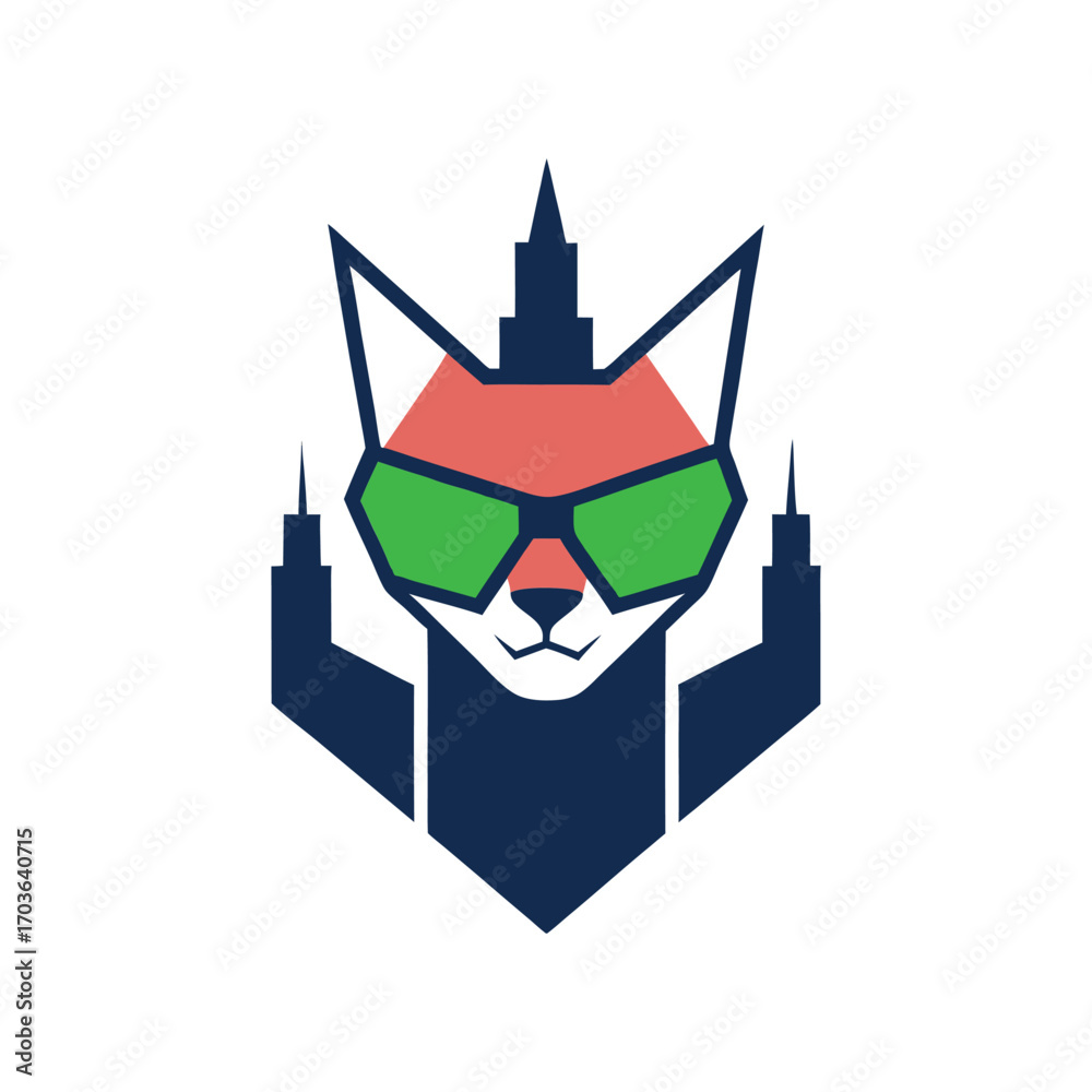 Obraz premium Cool Cat Mascot Logo - Sunglasses Style