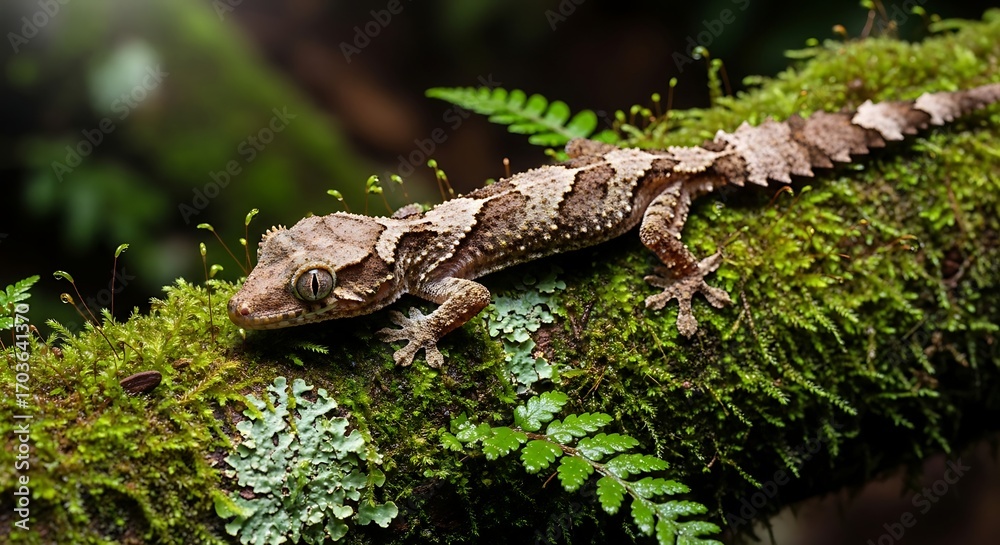 Obraz premium Moss Lizard on Branch.