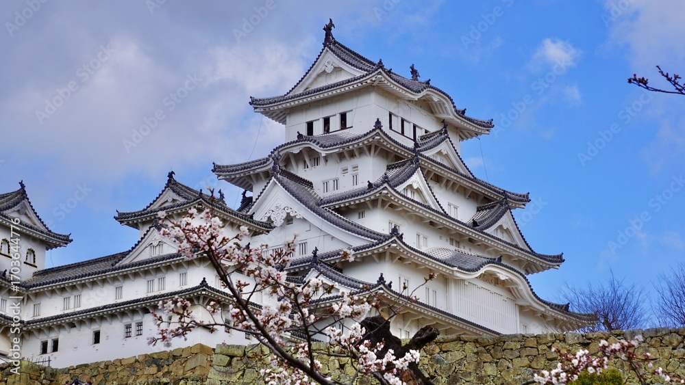 Fototapeta premium Himeji castle view from garden grounds