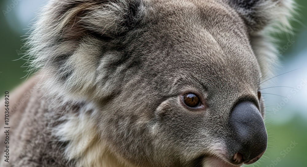 Obraz premium Close-up of a koala bear head with focus on the face and fur