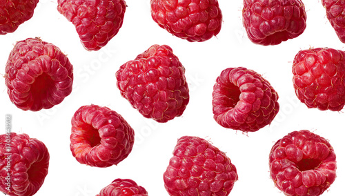 Red raspberries, close-up, pattern