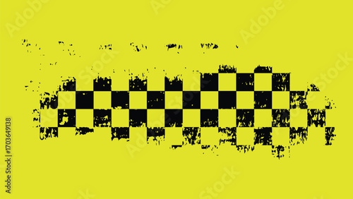 Distressed Checkered Pattern on Yellow.