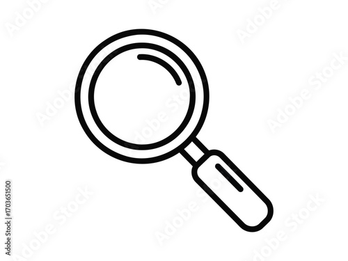 Simple outline drawing of a magnifying glass icon for search and discovery