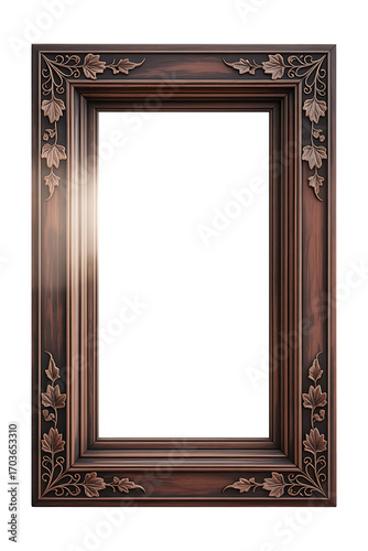 Ornate wooden picture frame with carved leaf details.
