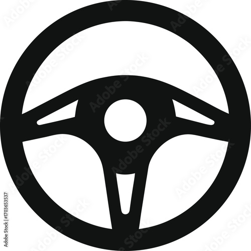 Steering Wheel  Silhouette vector illustration on white background.
