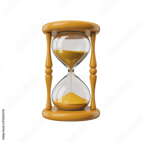 golden hourglass with sand 3d render icons in cartoon plastic style minimal isolated on transparent white background, clipping path