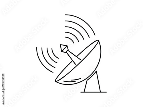 Hand drawn satellite dish transmitting signals communication technology