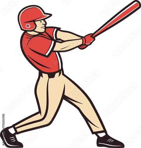 Vector art of baseball player swinging a bat