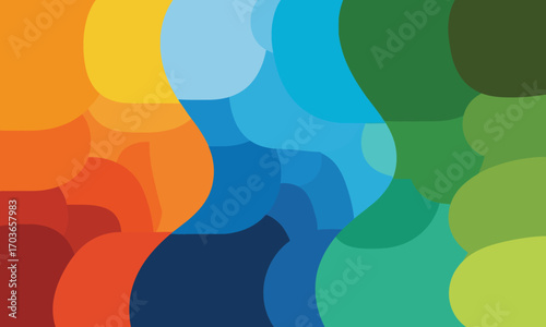 Abstract colorful flowing shapes with a vibrant gradient of warm and cool colors, creating a dynamic visual effect