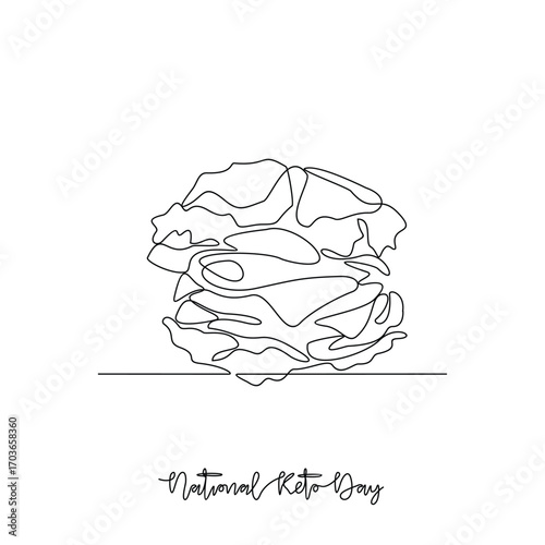 One continuous line drawing of National Keto Day vector illustration. National Keto Day themes design concept in simple linear continuous line. Great design for health campaign and business purpose.