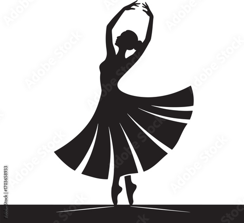 Ballerina Silhouette in Elegant Pose with Graceful Movement and Artistic Expression Illustration
