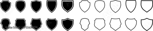 Collection of medieval shield silhouettes and outlines