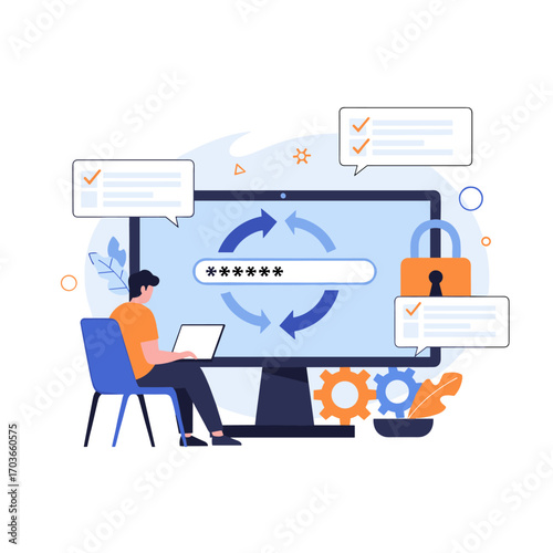 Cybersecurity Concept of Secure Password Management and Data Protection.