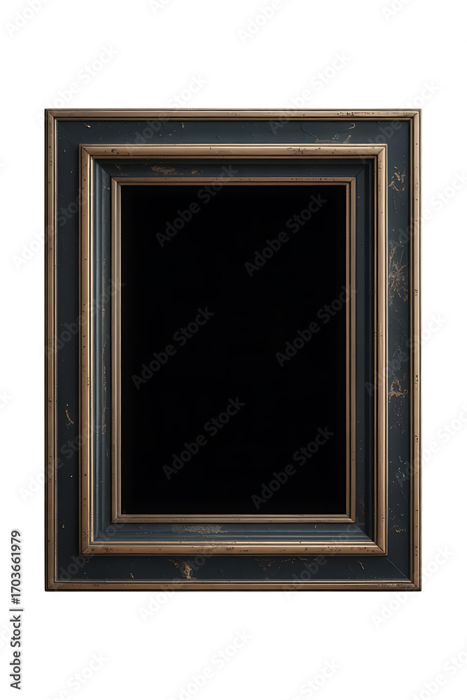 Fototapeta premium Empty dark framed mirror. Dark wood frame. 