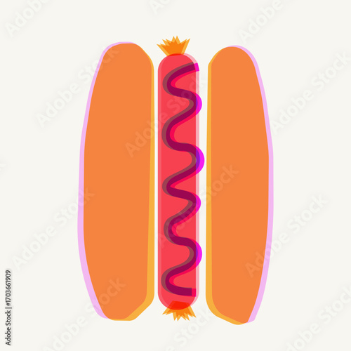 Hotdog Risograph Illustration