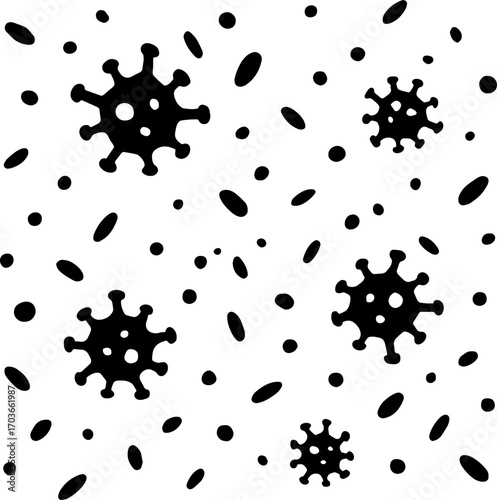 Virus and Dust Particles Flying in Air - Contagion Silhouette vector with white background 