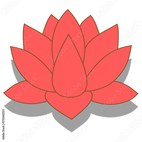 Vector icon of lotus flower symbolizing spirituality, purity, and harmony with nature, perfect for meditation themes, yoga designs, wellness projects, cultural artwork, and decorative logos.
