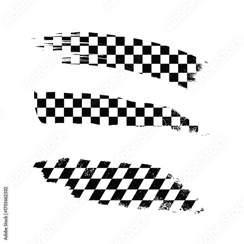 Distressed Checkered Flag Brush Strokes.