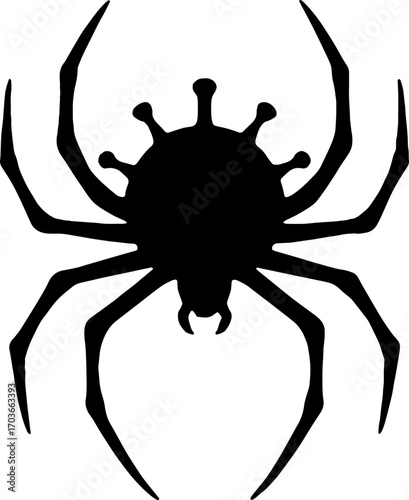 Virus Shaped Like a Spider - Dangerous Mutation Silhouette vector with white background 