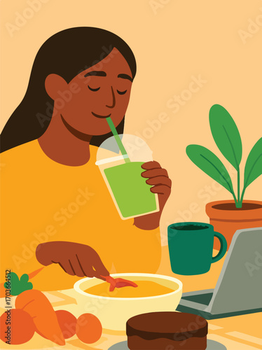 women drinking juice