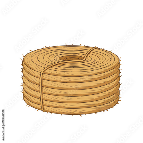 Round Bale of Hay Straw or Thatch Agriculture Farming and Ranch Stock Photo