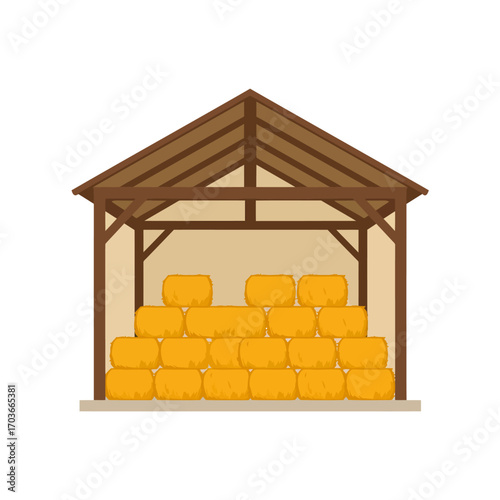 Hay bales in a wooden barn Agriculture farming and livestock imagery