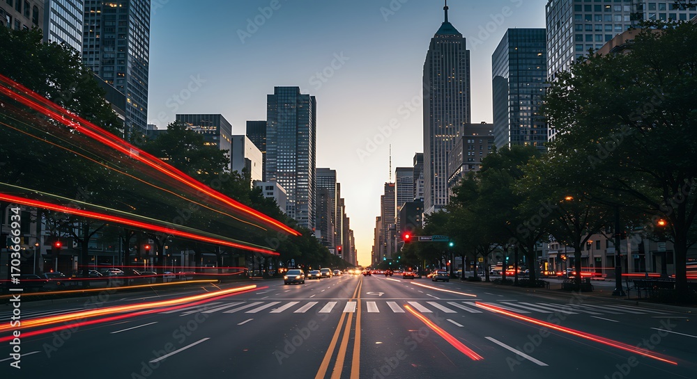 Fototapeta premium Urban Dawn's Embrace