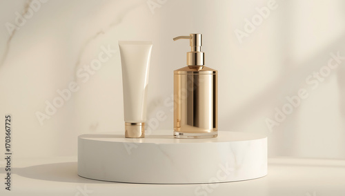 Wallpaper Mural Luxury Skincare Products on Marble Display Torontodigital.ca