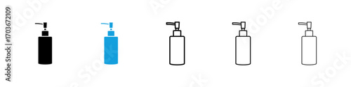 Liquid soap bottle Icon collection for web design