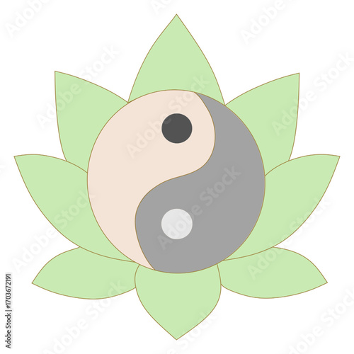Vector illustration of a single lotus symbol representing mindfulness, purity, and spiritual peace, ideal for meditation themes, yoga logos, wellness projects, cultural art, and decorative design.