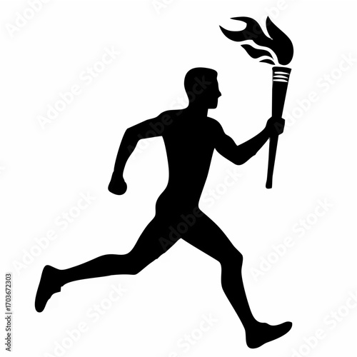 Runner with Olympic Torch.eps