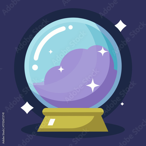 Earth and Moon snow globe on dark background illustration