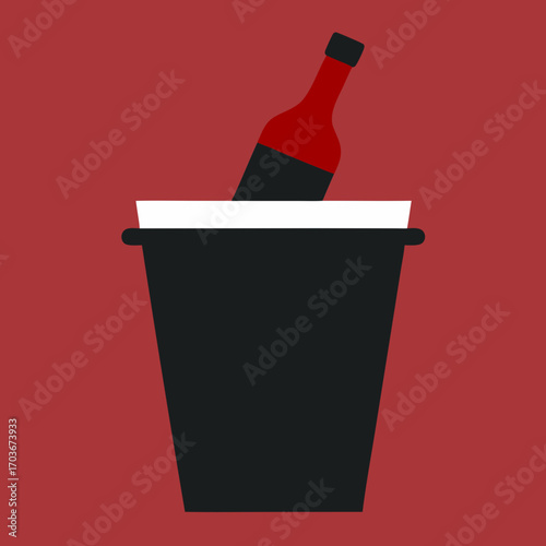Elegant silhouette of a wine bottle and a champagne flute, perfect for a celebration or restaurant menu design