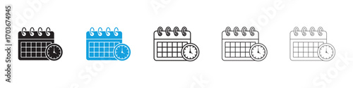 Calendar clock Icon collection for web design