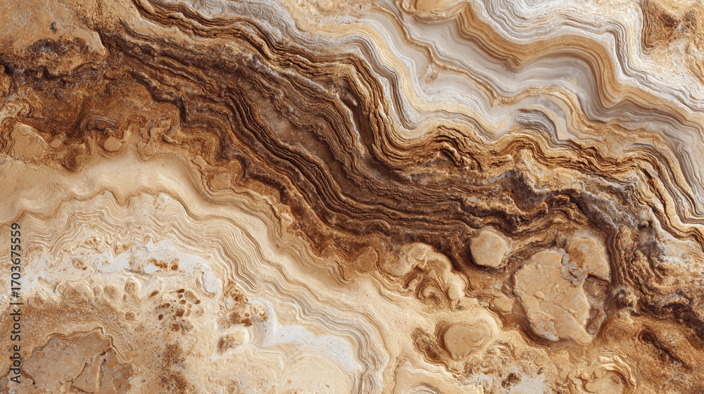 Swirling brown and beige stone texture natural abstract background