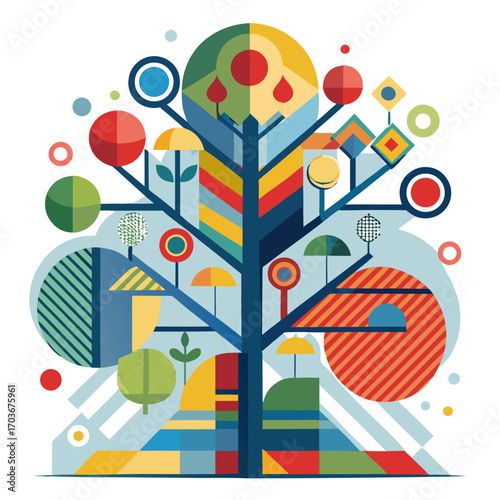 abstract tree with birds