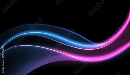 Abstract glowing waves on black background
