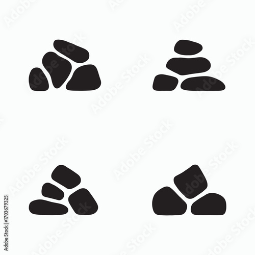 Solid stone pile black flat icon