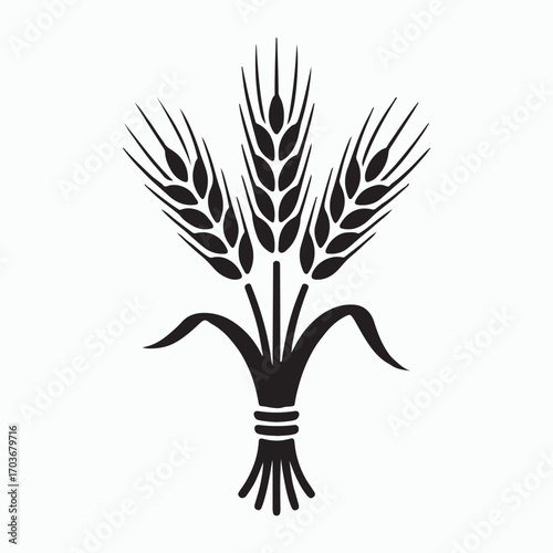 Wheat stalk bundle flat solid icon