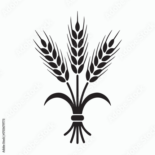 Minimal wheat stalk silhouette solid design