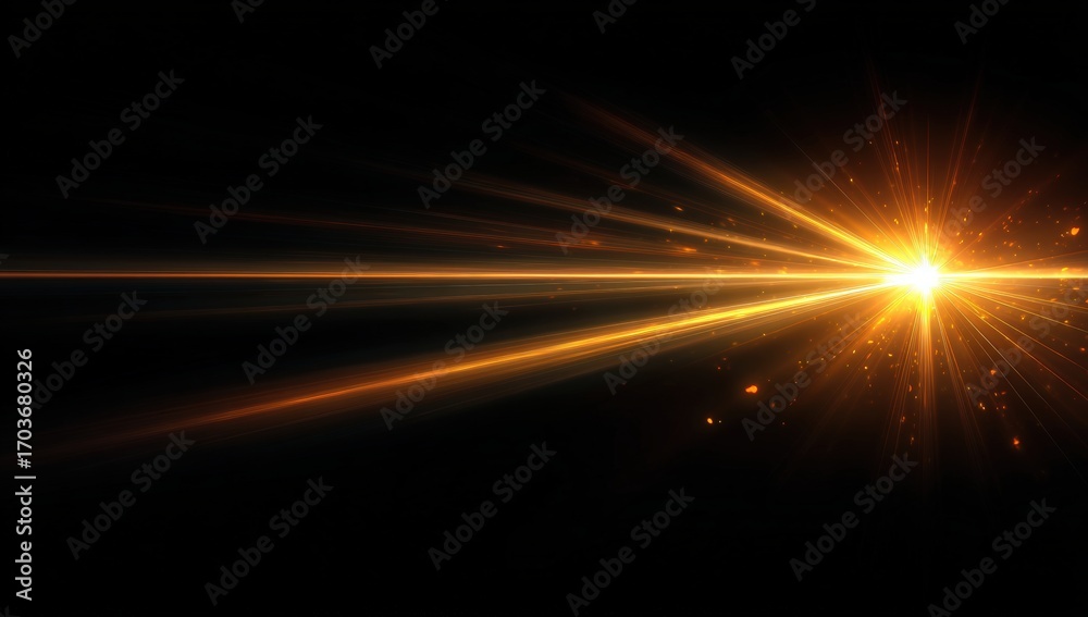 Fototapeta premium Abstract burst of golden light on black background
