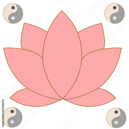 Vector illustration of a lotus flower symbolizing meditation, mindfulness, purity, and peace, perfect for yoga logos, wellness projects, spiritual art, cultural themes, and decorative designs.