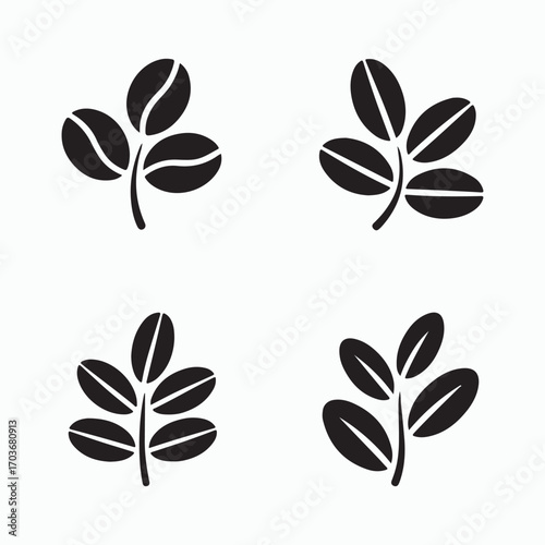 Set of coffee bean plant icons