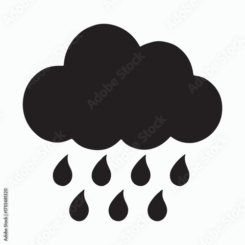 Solid rain cloud with drops icon