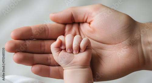 Gentle embrace capturing the essence of new life and paternal love between father and newborn child