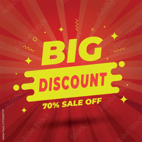 Big discount sale banner design with 70% discount