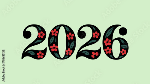 Floral numbers announce the arrival of the year 2026 with vibrant charm and anticipation.