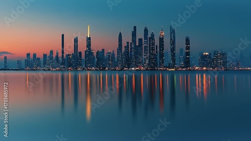 Cityscape at Dawn Reflection